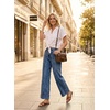image:imageAstylish Women 2026 Wide Leg Jeans High Waisted Cropped Ankle Denim Pants  with Vertical Seams Stretchy Breathable CasualAshleigh Blue