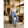 image:imageAstylish Women 2026 Wide Leg Jeans High Waisted Cropped Ankle Denim Pants  with Vertical Seams Stretchy Breathable CasualBlue