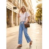 image:imageAstylish Women 2026 Wide Leg Jeans High Waisted Cropped Ankle Denim Pants  with Vertical Seams Stretchy Breathable CasualBlue