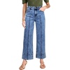 image:imageAstylish Women 2026 Wide Leg Jeans High Waisted Cropped Ankle Denim Pants  with Vertical Seams Stretchy Breathable CasualBlue
