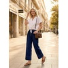 image:imageAstylish Women 2026 Wide Leg Jeans High Waisted Cropped Ankle Denim Pants  with Vertical Seams Stretchy Breathable CasualNavy Blue