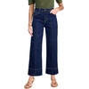 image:imageAstylish Women 2026 Wide Leg Jeans High Waisted Cropped Ankle Denim Pants  with Vertical Seams Stretchy Breathable CasualNavy Blue
