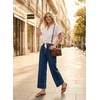 image:imageAstylish Women 2026 Wide Leg Jeans High Waisted Cropped Ankle Denim Pants  with Vertical Seams Stretchy Breathable CasualY Dusk Blue