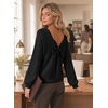 image:imageAstylish Womens 2026 Open Back Bow Pullover Sweaters Fall Fashion Outfits  Ballon Long Sleeve Soft Knit Cute Loose Fit Business Casual TopsBlack