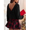 image:imageAstylish Womens 2026 Open Back Bow Pullover Sweaters Fall Fashion Outfits  Ballon Long Sleeve Soft Knit Cute Loose Fit Business Casual TopsBlack
