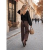 image:imageAstylish Womens 2026 Open Back Bow Pullover Sweaters Fall Fashion Outfits  Ballon Long Sleeve Soft Knit Cute Loose Fit Business Casual TopsBlack