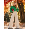 image:imageAstylish Womens 2026 Open Back Bow Pullover Sweaters Fall Fashion Outfits  Ballon Long Sleeve Soft Knit Cute Loose Fit Business Casual TopsDark Green