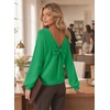 image:imageAstylish Womens 2026 Open Back Bow Pullover Sweaters Fall Fashion Outfits  Ballon Long Sleeve Soft Knit Cute Loose Fit Business Casual TopsDark Green