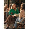 image:imageAstylish Womens 2026 Open Back Bow Pullover Sweaters Fall Fashion Outfits  Ballon Long Sleeve Soft Knit Cute Loose Fit Business Casual TopsDark Green