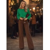 image:imageAstylish Womens 2026 Open Back Bow Pullover Sweaters Fall Fashion Outfits  Ballon Long Sleeve Soft Knit Cute Loose Fit Business Casual TopsDark Green