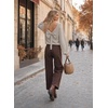 image:imageAstylish Womens 2026 Open Back Bow Pullover Sweaters Fall Fashion Outfits  Ballon Long Sleeve Soft Knit Cute Loose Fit Business Casual TopsGray