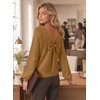 image:imageAstylish Womens 2026 Open Back Bow Pullover Sweaters Fall Fashion Outfits  Ballon Long Sleeve Soft Knit Cute Loose Fit Business Casual TopsMustard