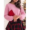 image:imageAstylish Womens 2026 Open Back Bow Pullover Sweaters Fall Fashion Outfits  Ballon Long Sleeve Soft Knit Cute Loose Fit Business Casual TopsPink