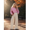 image:imageAstylish Womens 2026 Open Back Bow Pullover Sweaters Fall Fashion Outfits  Ballon Long Sleeve Soft Knit Cute Loose Fit Business Casual TopsPink
