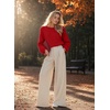 image:imageAstylish Womens 2026 Open Back Bow Pullover Sweaters Fall Fashion Outfits  Ballon Long Sleeve Soft Knit Cute Loose Fit Business Casual TopsRed
