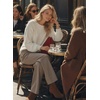 image:imageAstylish Womens 2026 Open Back Bow Pullover Sweaters Fall Fashion Outfits  Ballon Long Sleeve Soft Knit Cute Loose Fit Business Casual TopsWhite