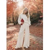 image:imageAstylish Womens 2026 Open Back Bow Pullover Sweaters Fall Fashion Outfits  Ballon Long Sleeve Soft Knit Cute Loose Fit Business Casual TopsWhite