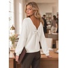 image:imageAstylish Womens 2026 Open Back Bow Pullover Sweaters Fall Fashion Outfits  Ballon Long Sleeve Soft Knit Cute Loose Fit Business Casual TopsWhite