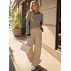 image:imageAstylish Womens 2026 Striped Long Sleeve Blouses Oversized Fall Fashion  Outfits Soft Waffle Knit Cute Patchwork Design Comfort Thumbhole Cuffs Crewneck Business Casual OutfitsBlack Stripe