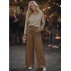image:imageAstylish Womens 2026 Striped Long Sleeve Blouses Oversized Fall Fashion  Outfits Soft Waffle Knit Cute Patchwork Design Comfort Thumbhole Cuffs Crewneck Business Casual OutfitsKhaki Brown Stripe