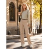 image:imageAstylish Womens 2026 Striped Long Sleeve Blouses Oversized Fall Fashion  Outfits Soft Waffle Knit Cute Patchwork Design Comfort Thumbhole Cuffs Crewneck Business Casual OutfitsKhaki Brown Stripe