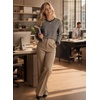 image:imageAstylish Womens 2026 Striped Long Sleeve Blouses Oversized Fall Fashion  Outfits Soft Waffle Knit Cute Patchwork Design Comfort Thumbhole Cuffs Crewneck Business Casual OutfitsBlack Stripe