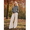 image:imageAstylish Womens 2026 Striped Long Sleeve Blouses Oversized Fall Fashion  Outfits Soft Waffle Knit Cute Patchwork Design Comfort Thumbhole Cuffs Crewneck Business Casual OutfitsBlack Stripe