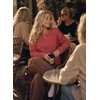 image:imageAstylish Womens 2026 Striped Long Sleeve Blouses Oversized Fall Fashion  Outfits Soft Waffle Knit Cute Patchwork Design Comfort Thumbhole Cuffs Crewneck Business Casual OutfitsRed Stripe