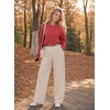 image:imageAstylish Womens 2026 Striped Long Sleeve Blouses Oversized Fall Fashion  Outfits Soft Waffle Knit Cute Patchwork Design Comfort Thumbhole Cuffs Crewneck Business Casual OutfitsRed Stripe