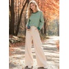 image:imageAstylish Womens 2026 Striped Long Sleeve Blouses Oversized Fall Fashion  Outfits Soft Waffle Knit Cute Patchwork Design Comfort Thumbhole Cuffs Crewneck Business Casual OutfitsGreen Stripe