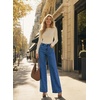 image:imageAstylish Womens 2026 Wide Leg Jeans Casual Denim Pants  Relaxed Fit High WaistedBeau Blue