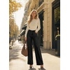 image:imageAstylish Womens 2026 Wide Leg Jeans Casual Denim Pants  Relaxed Fit High WaistedBlack