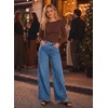 image:imageAstylish Womens 2026 Wide Leg Jeans Casual Denim Pants  Relaxed Fit High WaistedDark Blue