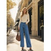 image:imageAstylish Womens 2026 Wide Leg Jeans Casual Denim Pants  Relaxed Fit High WaistedDark Blue