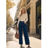 image:imageAstylish Womens 2026 Wide Leg Jeans Casual Denim Pants  Relaxed Fit High WaistedSail Blue