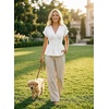 image:imageAstylish Womens Cap Sleeve V Neck Cinched Waist Business Casual Peplum Tops  Elegant Dressy TopsDate NightGoing Out OutfitsFlowy BlouseSmocked Ruched Waist ShirtsTrendy Teacher OutfitsWhite
