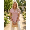 image:imageAstylish Womens Cap Sleeve V Neck Cinched Waist Business Casual Peplum Tops  Elegant Dressy TopsDate NightGoing Out OutfitsFlowy BlouseSmocked Ruched Waist ShirtsTrendy Teacher OutfitsFushia