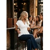 image:imageAstylish Womens Cap Sleeve V Neck Cinched Waist Business Casual Peplum Tops  Elegant Dressy TopsDate NightGoing Out OutfitsFlowy BlouseSmocked Ruched Waist ShirtsTrendy Teacher OutfitsWhite