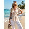 image:imageAstylish Womens Cap Sleeve V Neck Cinched Waist Business Casual Peplum Tops  Elegant Dressy TopsDate NightGoing Out OutfitsFlowy BlouseSmocked Ruched Waist ShirtsTrendy Teacher OutfitsApricot