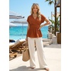 image:imageAstylish Womens Cap Sleeve V Neck Cinched Waist Business Casual Peplum Tops  Elegant Dressy TopsDate NightGoing Out OutfitsFlowy BlouseSmocked Ruched Waist ShirtsTrendy Teacher OutfitsCinnamon