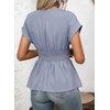 image:imageAstylish Womens Cap Sleeve V Neck Cinched Waist Business Casual Peplum Tops  Elegant Dressy TopsDate NightGoing Out OutfitsFlowy BlouseSmocked Ruched Waist ShirtsTrendy Teacher OutfitsBeau Blue