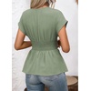 image:imageAstylish Womens Cap Sleeve V Neck Cinched Waist Business Casual Peplum Tops  Elegant Dressy TopsDate NightGoing Out OutfitsFlowy BlouseSmocked Ruched Waist ShirtsTrendy Teacher OutfitsGrass Green
