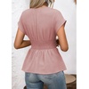 image:imageAstylish Womens Cap Sleeve V Neck Cinched Waist Business Casual Peplum Tops  Elegant Dressy TopsDate NightGoing Out OutfitsFlowy BlouseSmocked Ruched Waist ShirtsTrendy Teacher OutfitsFushia