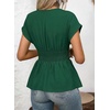 image:imageAstylish Womens Cap Sleeve V Neck Cinched Waist Business Casual Peplum Tops  Elegant Dressy TopsDate NightGoing Out OutfitsFlowy BlouseSmocked Ruched Waist ShirtsTrendy Teacher OutfitsBlackish Green