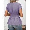 image:imageAstylish Womens Cap Sleeve V Neck Cinched Waist Business Casual Peplum Tops  Elegant Dressy TopsDate NightGoing Out OutfitsFlowy BlouseSmocked Ruched Waist ShirtsTrendy Teacher OutfitsOrchid Petal