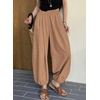 image:imageAstylish Womens Casual Elastic High Waisted Boho Harem Pants  Baggy Balloon PantsBarrel Pants with PocketsComfortableLoungeYogaTravelVacation OutfitsLightweight Beach PantsElmwood