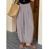 image:imageAstylish Womens Casual Elastic High Waisted Boho Harem Pants  Baggy Balloon PantsBarrel Pants with PocketsComfortableLoungeYogaTravelVacation OutfitsLightweight Beach PantsGray
