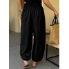 image:imageAstylish Womens Casual Elastic High Waisted Boho Harem Pants  Baggy Balloon PantsBarrel Pants with PocketsComfortableLoungeYogaTravelVacation OutfitsLightweight Beach PantsBlack