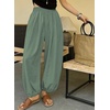 image:imageAstylish Womens Casual Elastic High Waisted Boho Harem Pants  Baggy Balloon PantsBarrel Pants with PocketsComfortableLoungeYogaTravelVacation OutfitsLightweight Beach PantsMist Green