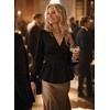 image:imageAstylish Womens Dressy Wrap V Neck Cinched Waist Going Out Peplum Tops  Puff Long SleeveBusiness CasualElegantDate Night OutfitRuched Ruffle ShirtsTrendy Smocked Blouses2026 Cute Fall TopsBlack